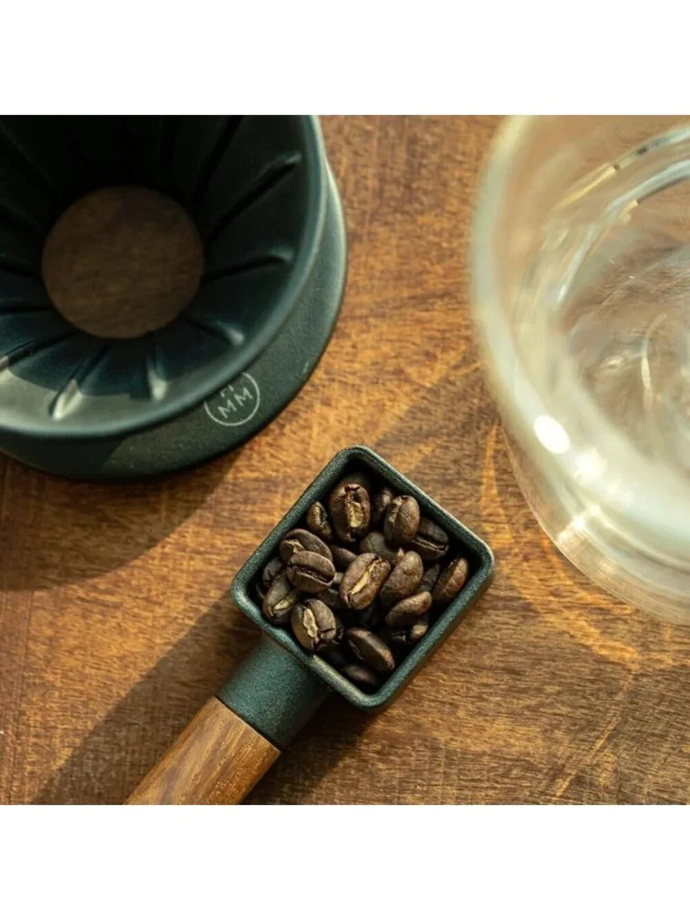 Aesthetic Coffee Scoop with Walnut Handle - Cast Iron Measuring Spoon, Magnetic